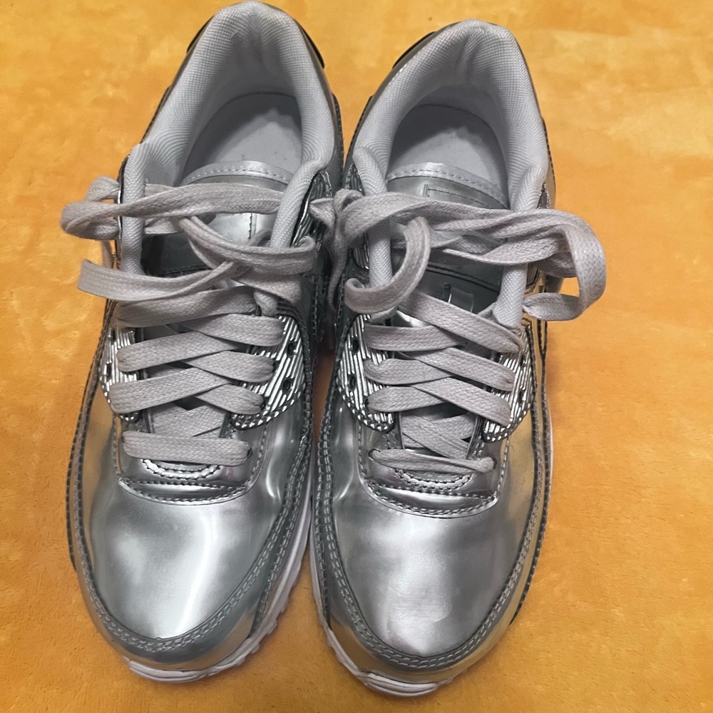 Nike Air Max metallic silver sneakers